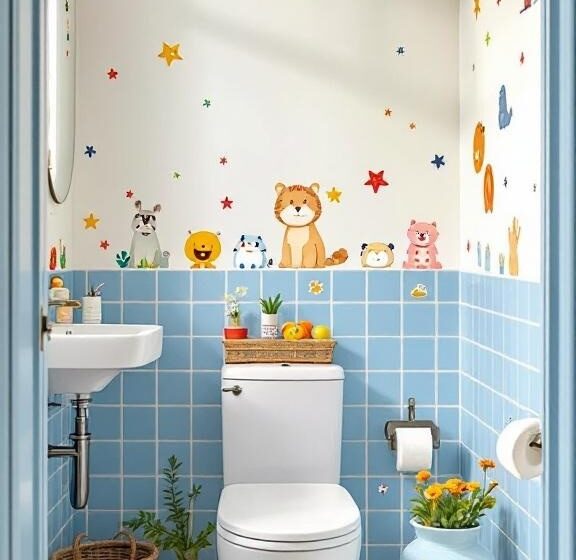 colorful kids bathroom