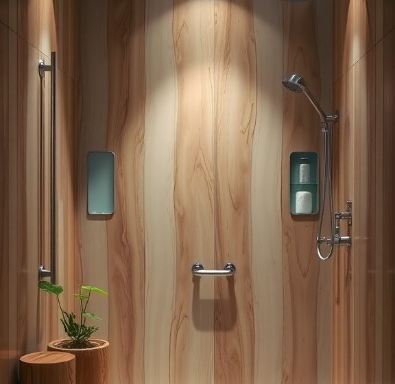 wood look tile shower walls