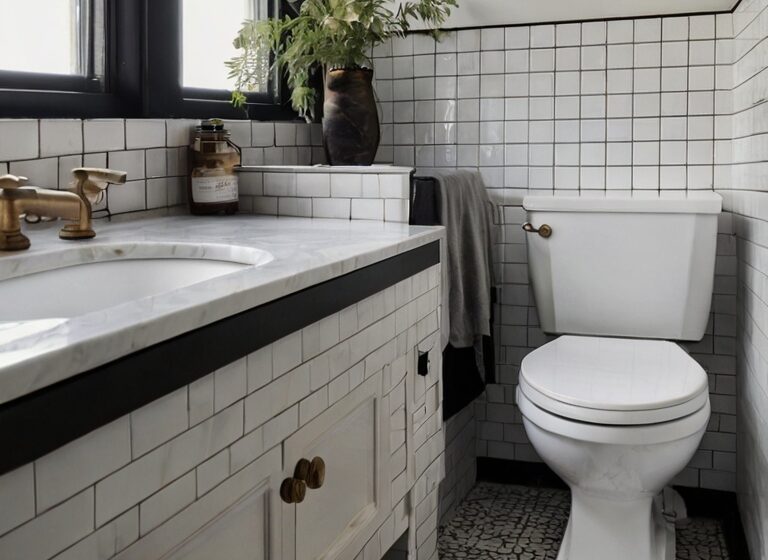 White Tile and Black Grout Bathroom Ideas
